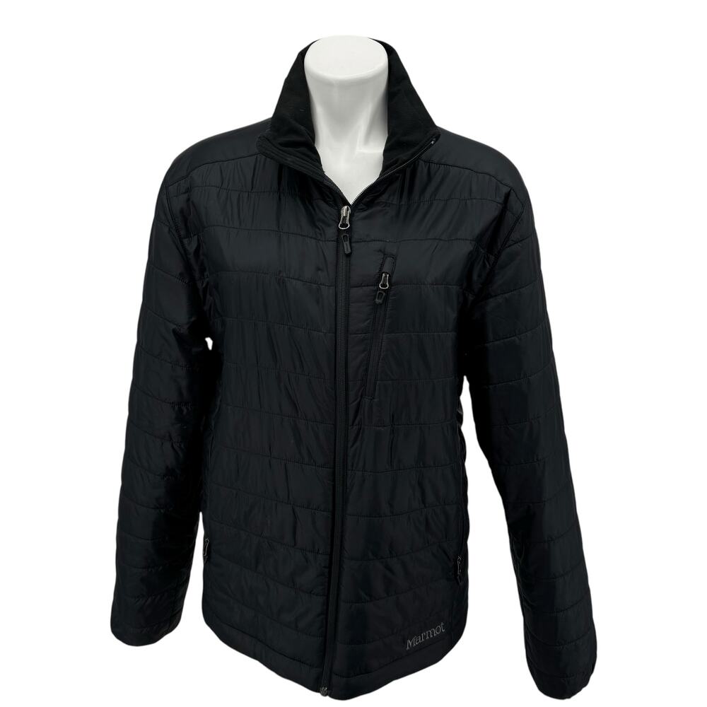 Marmot Puffer Nylon Jacket Men Medium Black Primaloft Outdoor Functional Utility